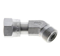 UN 13/16''-16 x UN 13/16''-16 F/M Zinc plated Steel 45 deg Elbow Fitting ORFS 630 Bar - Hydraulic