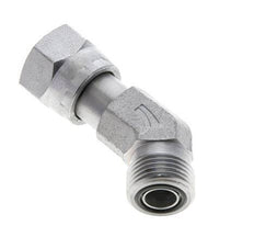 UN 13/16''-16 x UN 13/16''-16 F/M Zinc plated Steel 45 deg Elbow Fitting ORFS 630 Bar - Hydraulic
