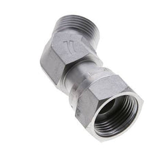 UN 1-3/16''-12 x UN 1-3/16''-12 F/M Zinc plated Steel 45 deg Elbow Fitting ORFS 400 Bar - Hydraulic