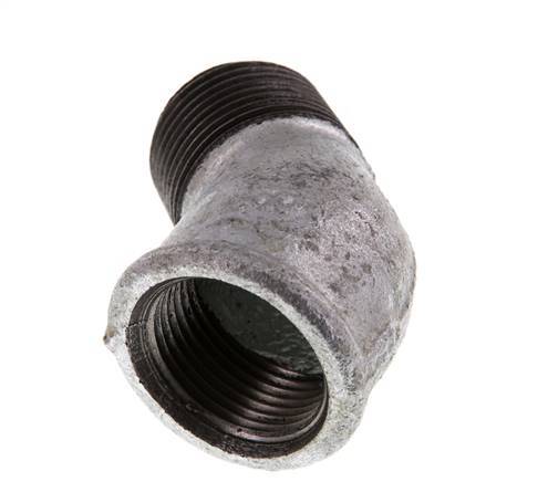 Rp 3/4'' x R 3/4'' F/M Zinc plated Cast iron 45 deg Elbow Fitting 25 Bar [2 Pieces]