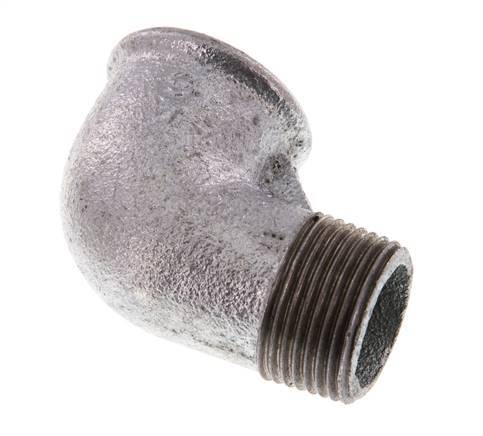 Rp 1'' x R 1'' F/M Zinc plated Cast iron 90 deg Elbow Fitting 25 Bar [2 Pieces]