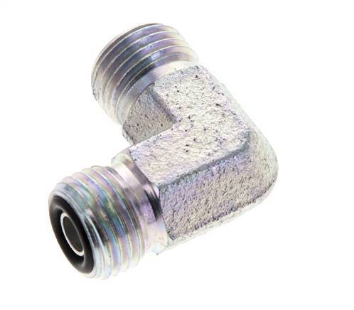 UNF 9/16''-18 Male Zinc plated Steel 90 deg Elbow Fitting ORFS 630 Bar - Hydraulic