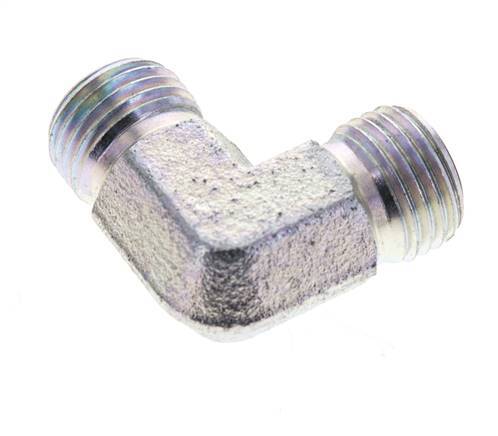 UNF 9/16''-18 Male Zinc plated Steel 90 deg Elbow Fitting ORFS 630 Bar - Hydraulic