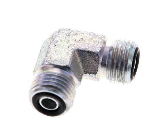 UNF 9/16''-18 Male Zinc plated Steel 90 deg Elbow Fitting ORFS 630 Bar - Hydraulic
