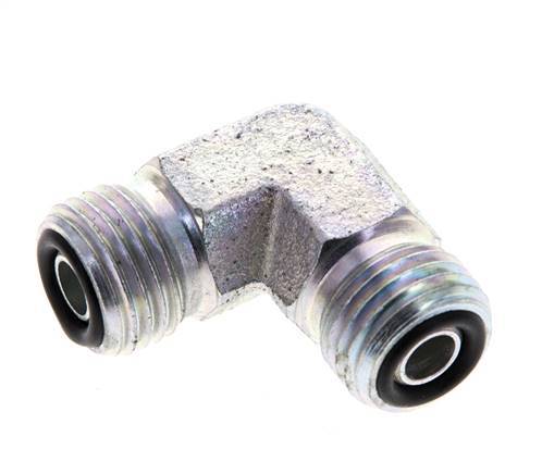 UNF 9/16''-18 Male Zinc plated Steel 90 deg Elbow Fitting ORFS 630 Bar - Hydraulic
