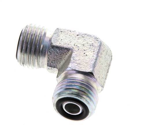 UNF 9/16''-18 Male Zinc plated Steel 90 deg Elbow Fitting ORFS 630 Bar - Hydraulic