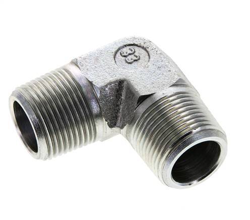 3/4'' NPT Male Zinc plated Steel 90 deg Elbow Fitting 200 Bar - Hydraulic