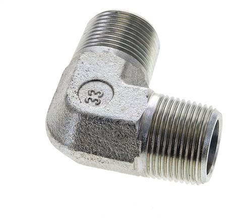 3/4'' NPT Male Zinc plated Steel 90 deg Elbow Fitting 200 Bar - Hydraulic