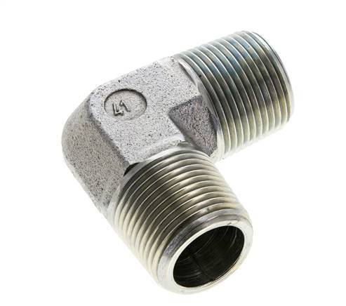 1'' NPT Male Zinc plated Steel 90 deg Elbow Fitting 160 Bar - Hydraulic
