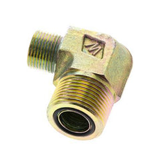 UN 1-3/16''-12 x UN 13/16''-16 Male Zinc plated Steel 90 deg Elbow Fitting ORFS 400 Bar - Hydraulic