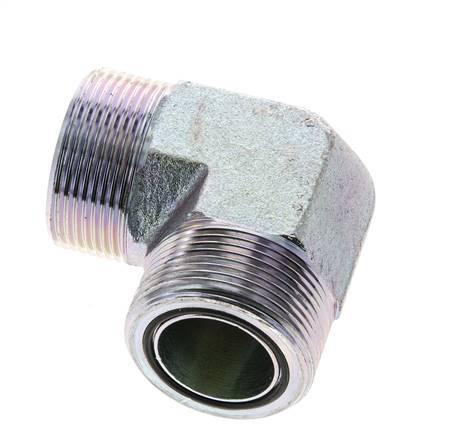 UN 1-11/16''-12 Male Zinc plated Steel 90 deg Elbow Fitting ORFS 250 Bar - Hydraulic