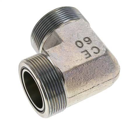 UN 2''-12 Male Zinc plated Steel 90 deg Elbow Fitting ORFS 250 Bar - Hydraulic