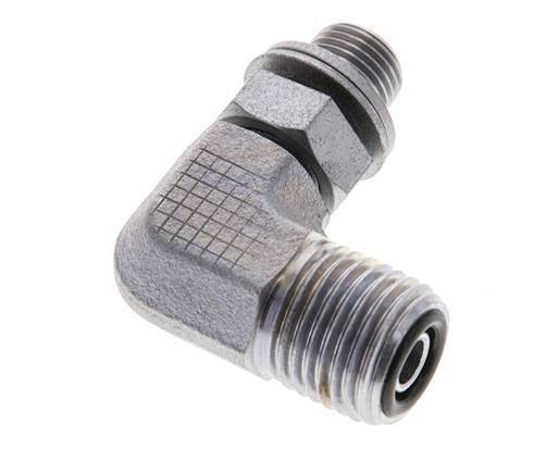 UNF 9/16''-18 x G 1/8'' Male Zinc plated Steel 90 deg Elbow Fitting ORFS 400 Bar - Hydraulic