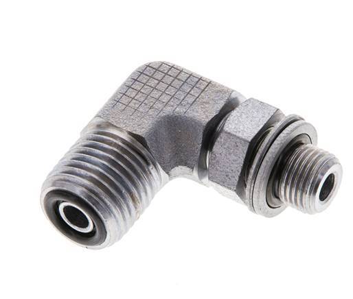 UNF 9/16''-18 x G 1/8'' Male Zinc plated Steel 90 deg Elbow Fitting ORFS 400 Bar - Hydraulic