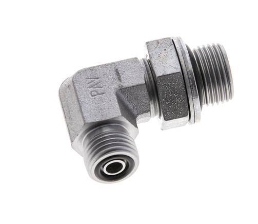 UNF 9/16''-18 x G 3/8'' Male Zinc plated Steel 90 deg Elbow Fitting ORFS 400 Bar - Hydraulic