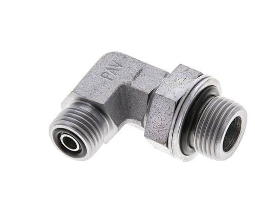 UNF 9/16''-18 x G 3/8'' Male Zinc plated Steel 90 deg Elbow Fitting ORFS 400 Bar - Hydraulic