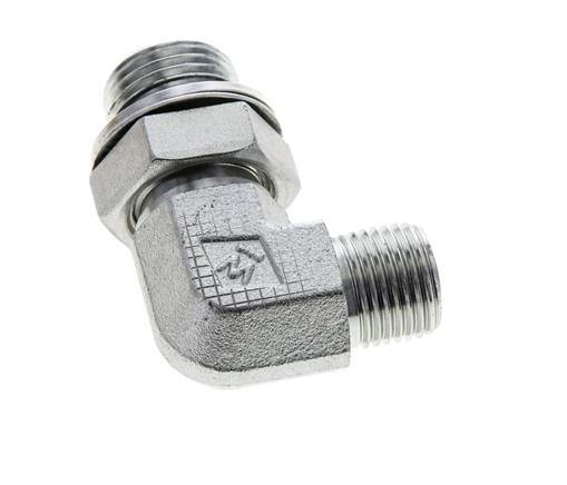 UN 11/16''-16 x G 1/2'' Male Zinc plated Steel 90 deg Elbow Fitting ORFS 400 Bar - Hydraulic