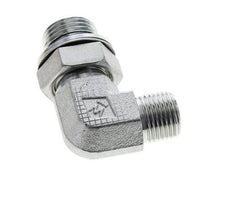 UN 11/16''-16 x G 1/2'' Male Zinc plated Steel 90 deg Elbow Fitting ORFS 400 Bar - Hydraulic