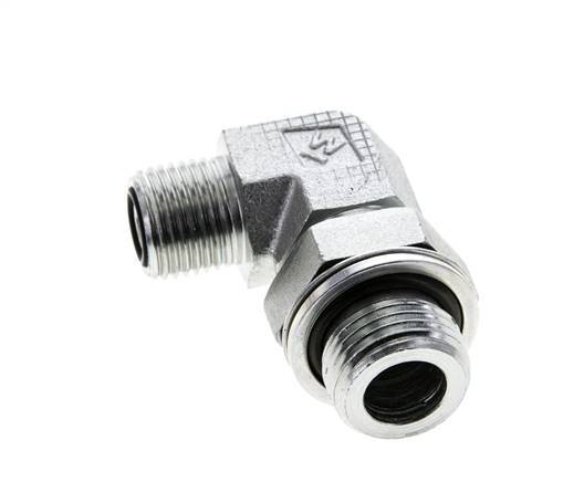 UN 11/16''-16 x G 1/2'' Male Zinc plated Steel 90 deg Elbow Fitting ORFS 400 Bar - Hydraulic