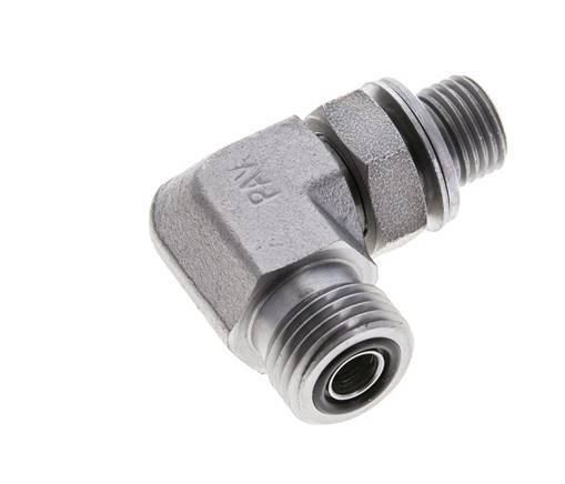 UN 11/16''-16 x G 1/4'' Male Zinc plated Steel 90 deg Elbow Fitting ORFS 400 Bar - Hydraulic