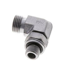 UN 11/16''-16 x G 1/4'' Male Zinc plated Steel 90 deg Elbow Fitting ORFS 400 Bar - Hydraulic