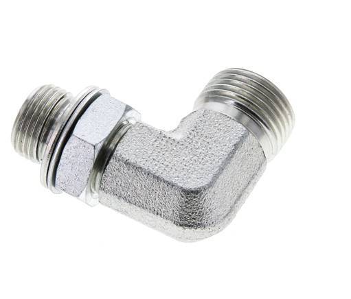 UN 13/16''-16 x G 3/8'' Male Zinc plated Steel 90 deg Elbow Fitting ORFS 400 Bar - Hydraulic