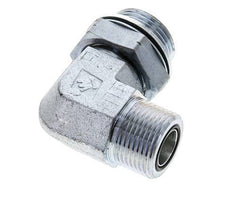 UN 1-3/16''-12 x G 1'' Male Zinc plated Steel 90 deg Elbow Fitting ORFS 315 Bar - Hydraulic