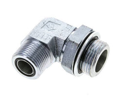 UN 1-3/16''-12 x G 1'' Male Zinc plated Steel 90 deg Elbow Fitting ORFS 315 Bar - Hydraulic