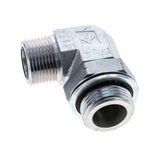 UN 1-3/16''-12 x G 1'' Male Zinc plated Steel 90 deg Elbow Fitting ORFS 315 Bar - Hydraulic