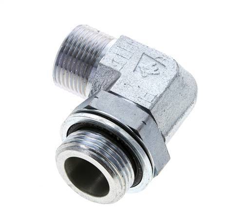 UN 1-3/16''-12 x G 1'' Male Zinc plated Steel 90 deg Elbow Fitting ORFS 315 Bar - Hydraulic