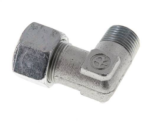 R 1/2'' Male x 16S Zinc plated Steel 90 deg Elbow Fitting 400 Bar DIN 2353