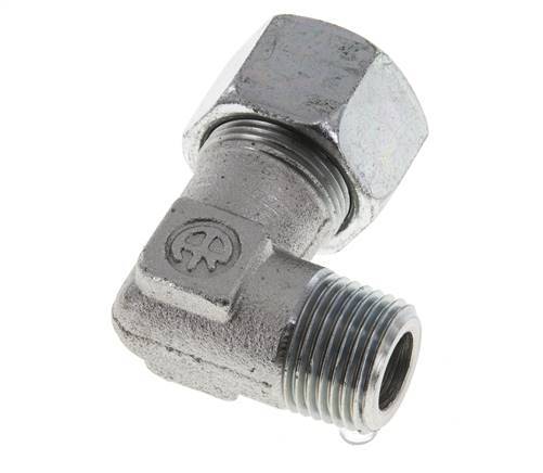 R 1/2'' Male x 16S Zinc plated Steel 90 deg Elbow Fitting 400 Bar DIN 2353