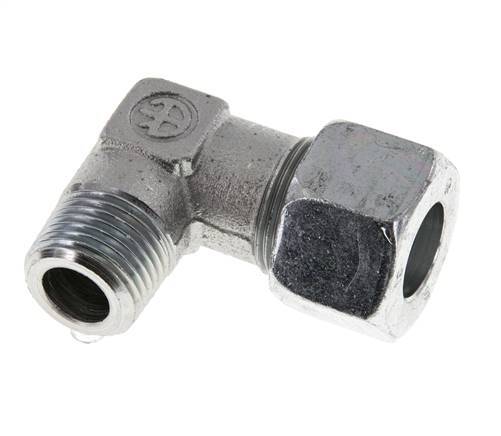 R 1/2'' Male x 16S Zinc plated Steel 90 deg Elbow Fitting 400 Bar DIN 2353