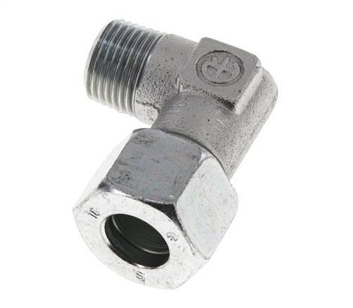 R 1/2'' Male x 16S Zinc plated Steel 90 deg Elbow Fitting 400 Bar DIN 2353