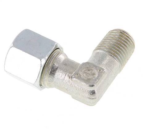 R 1/4'' Male x 10L Zinc plated Steel 90 deg Elbow Fitting 315 Bar DIN 2353