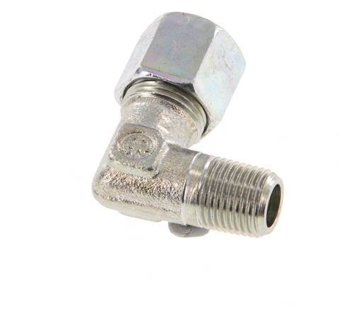 R 1/8'' Male x 8LL Zinc plated Steel 90 deg Elbow Fitting 100 Bar DIN 2353