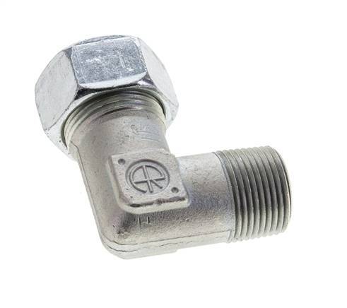 3/4'' NPT Male x 22L Zinc plated Steel 90 deg Elbow Cutting ring 160 Bar DIN 2353
