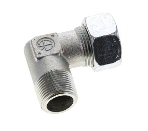 3/4'' NPT Male x 22L Zinc plated Steel 90 deg Elbow Cutting ring 160 Bar DIN 2353