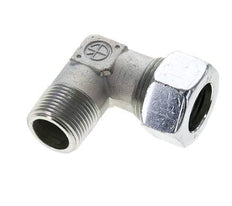 3/4'' NPT Male x 22L Zinc plated Steel 90 deg Elbow Cutting ring 160 Bar DIN 2353