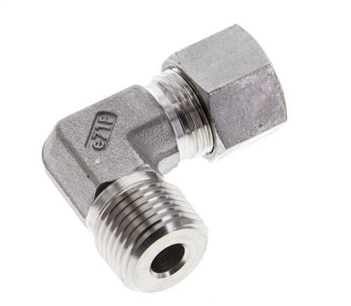 1/2'' NPT Male x 12S Stainless steel 90 deg Elbow Cutting ring 630 Bar DIN 2353