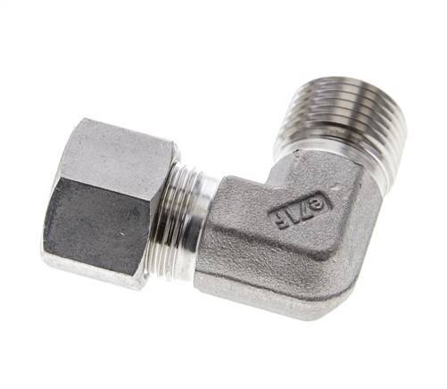 1/2'' NPT Male x 12S Stainless steel 90 deg Elbow Cutting ring 630 Bar DIN 2353