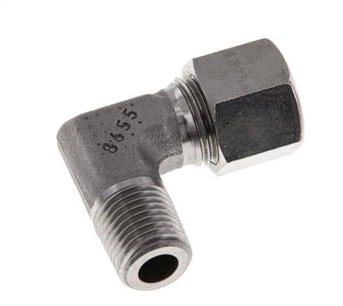 R 1/4'' Male x 10L Stainless steel 90 deg Elbow Fitting 315 Bar DIN 2353