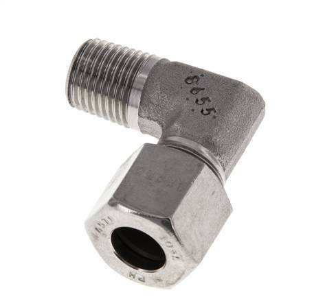 R 1/4'' Male x 10L Stainless steel 90 deg Elbow Fitting 315 Bar DIN 2353