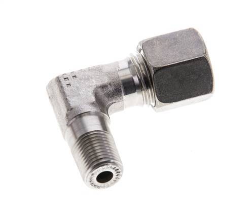 1/8'' NPT Male x 8L Stainless steel 90 deg Elbow Cutting ring 315 Bar DIN 2353