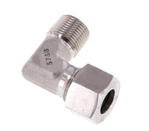 R 3/8'' Male x 12L Stainless steel 90 deg Elbow Fitting 315 Bar DIN 2353