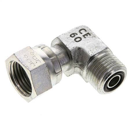 UN 11/16''-16 x UN 11/16''-16 M/F Zinc plated Steel 90 deg Elbow Fitting ORFS 630 Bar - Hydraulic