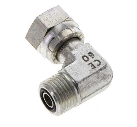 UN 11/16''-16 x UN 11/16''-16 M/F Zinc plated Steel 90 deg Elbow Fitting ORFS 630 Bar - Hydraulic