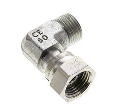 UN 11/16''-16 x UN 11/16''-16 M/F Zinc plated Steel 90 deg Elbow Fitting ORFS 630 Bar - Hydraulic