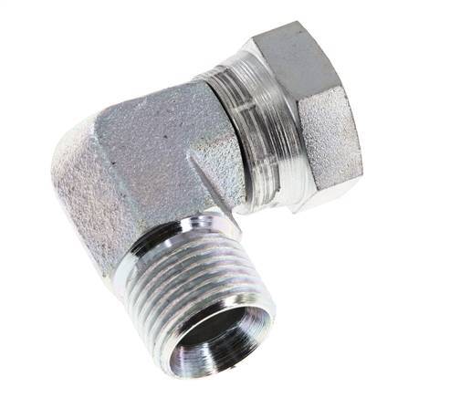 G 1/2'' M/F Zinc plated Steel 90 deg Elbow Fitting 300 Bar - Hydraulic