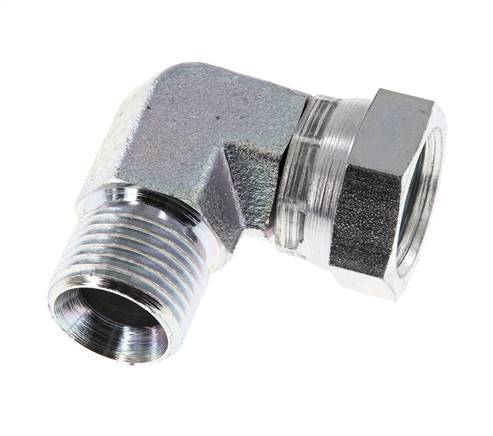 G 1/2'' M/F Zinc plated Steel 90 deg Elbow Fitting 300 Bar - Hydraulic